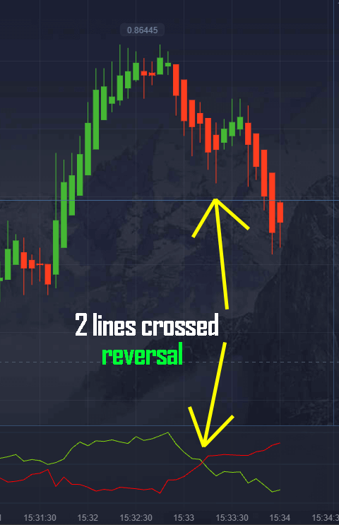 Two Vortex lines crossing for a potential reversal
