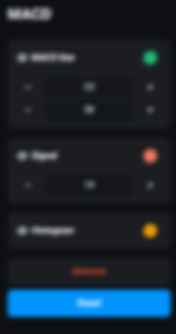 Quickler Olymp Trade MACD perimeter settings