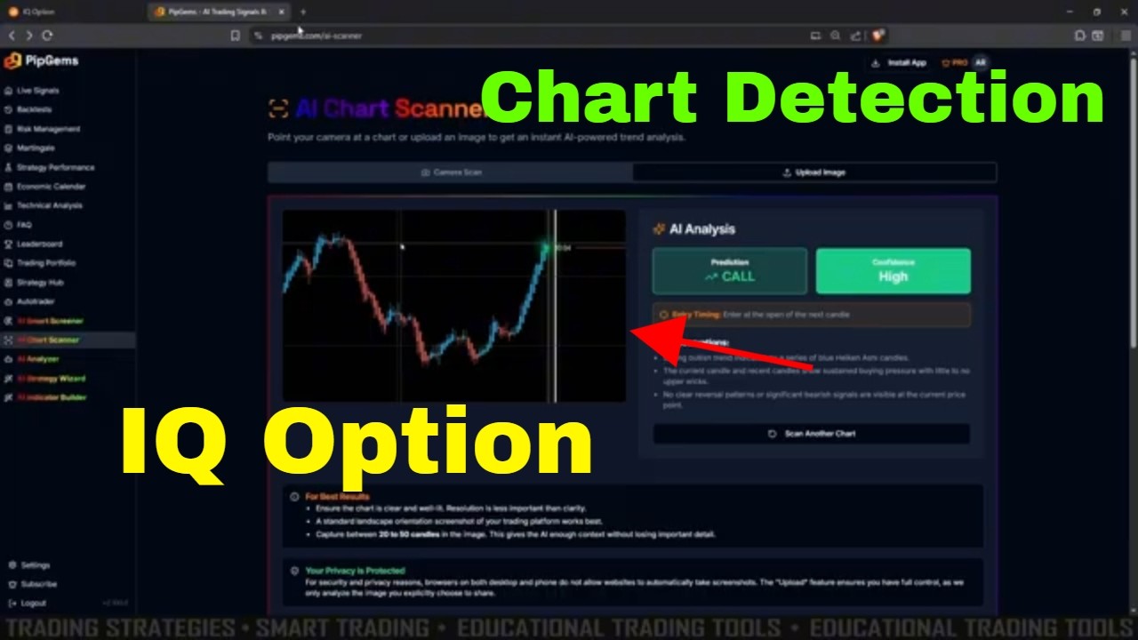 IQ Option Scanner Image Pro PipGems AI Chart Detection for 15 second trades 2026