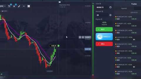 Fast moving average crossing above the slow one with candles breaking higher — an UP setup on Pocket Option